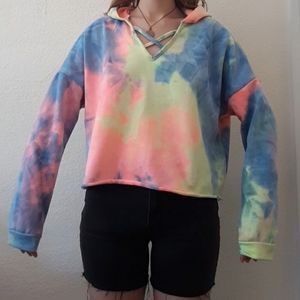 3/$20 Neon Tie Dye Cropped Sweatshirt